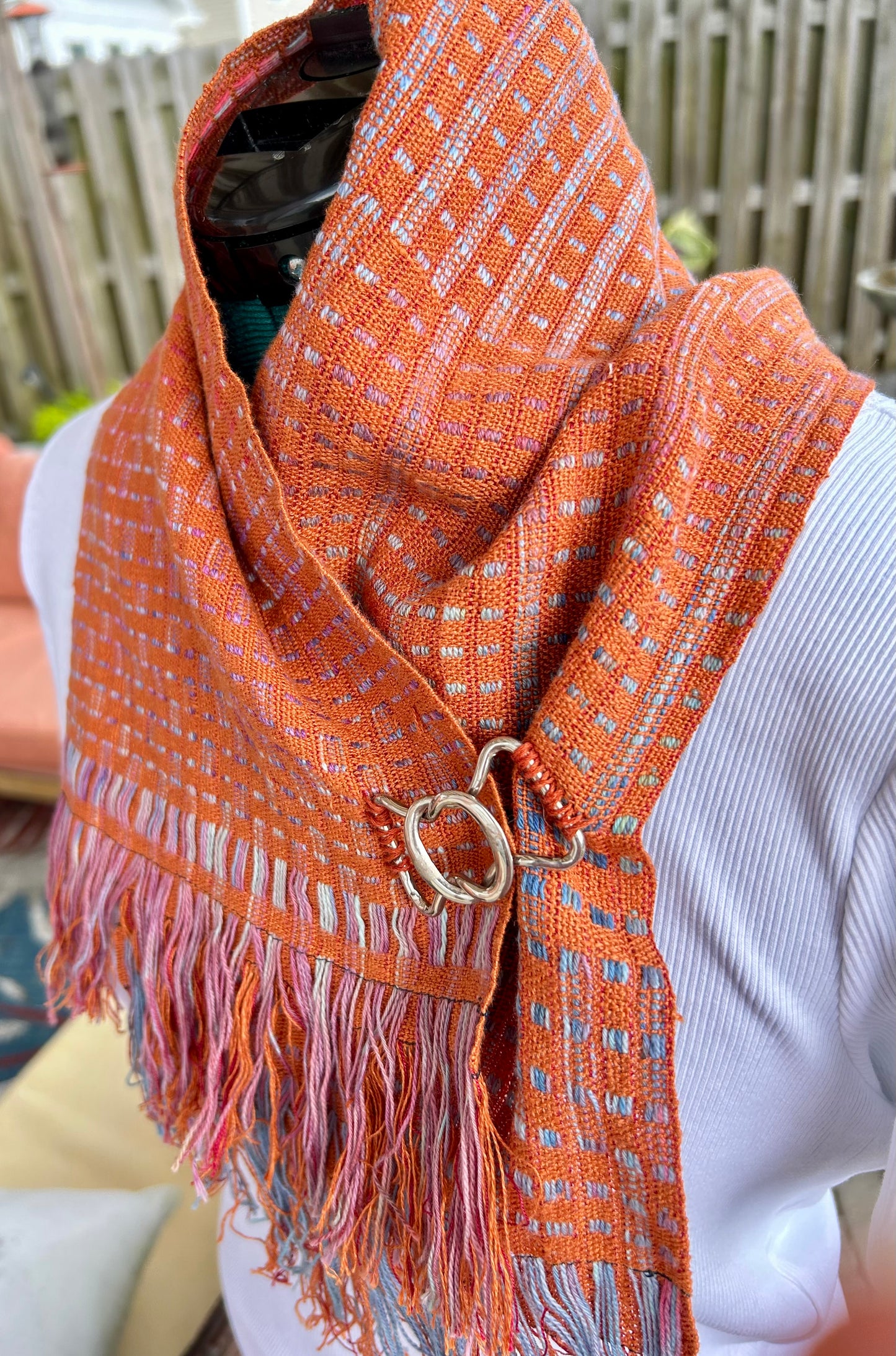 Handwoven neck cowl with clasp