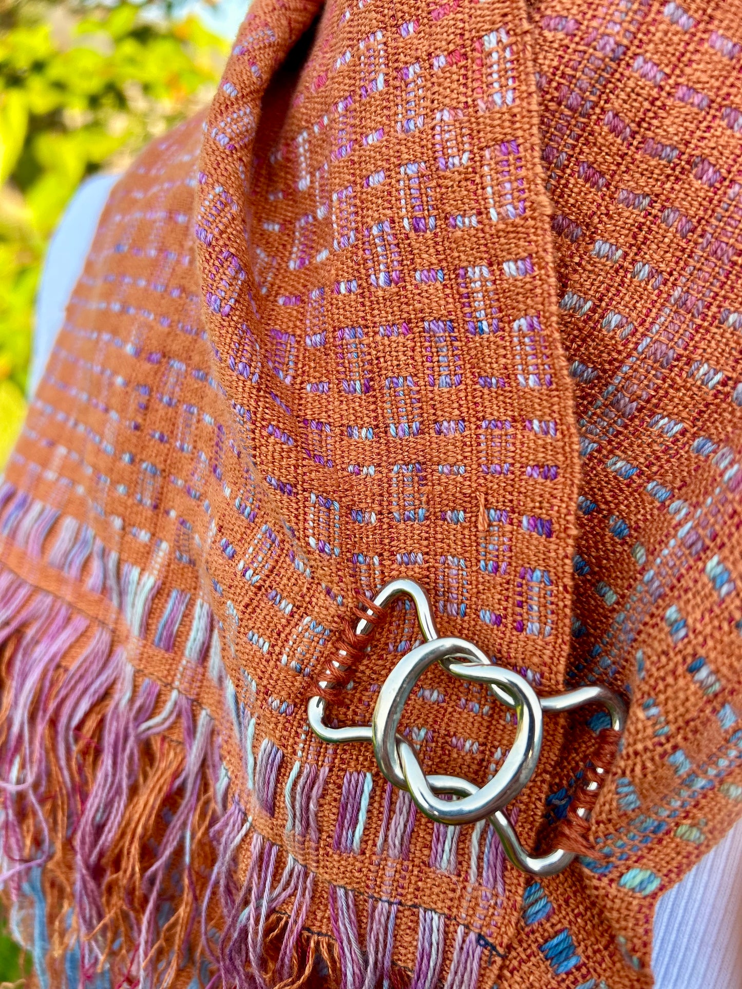 Handwoven neck cowl with clasp