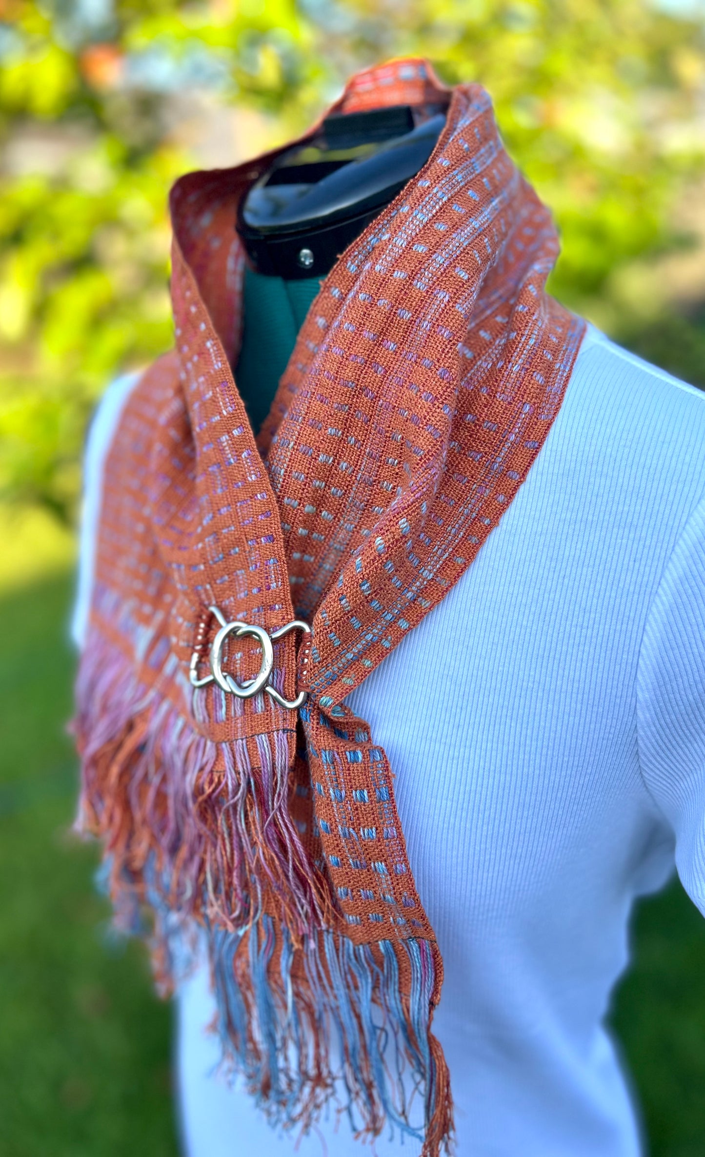 Handwoven neck cowl with clasp