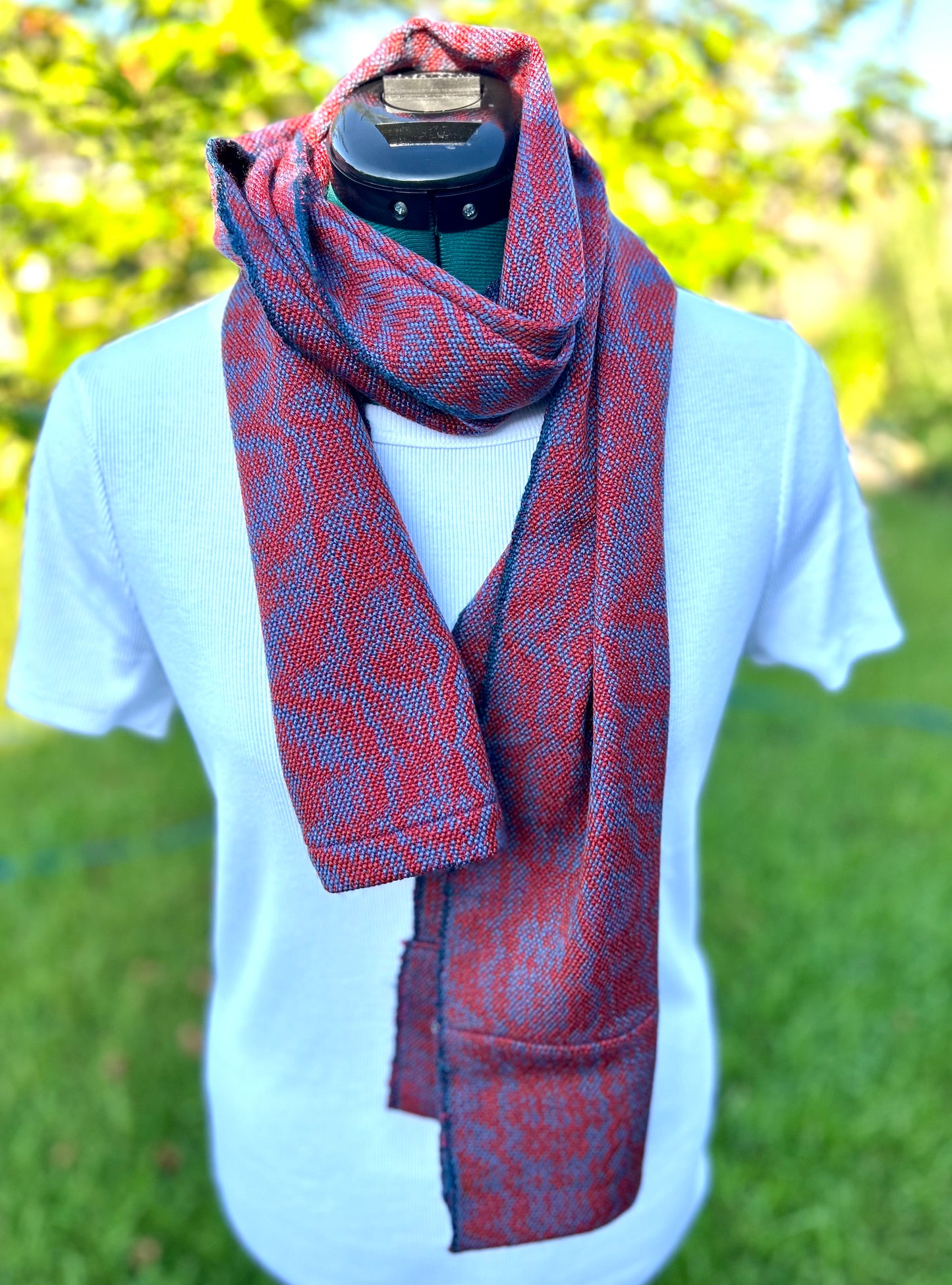 Handwoven clasped scarf