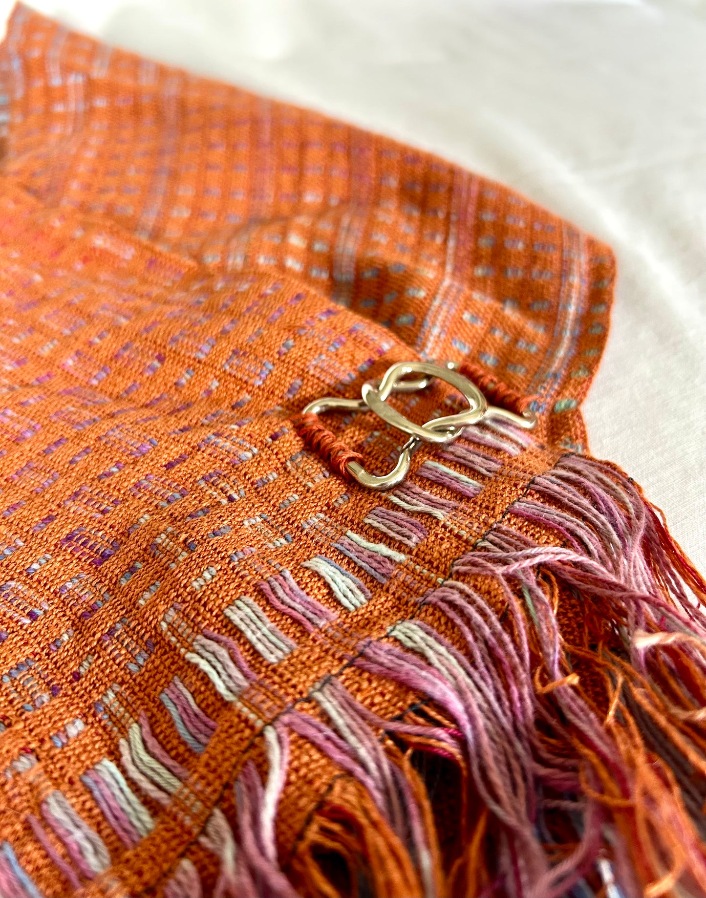 Handwoven neck cowl with clasp