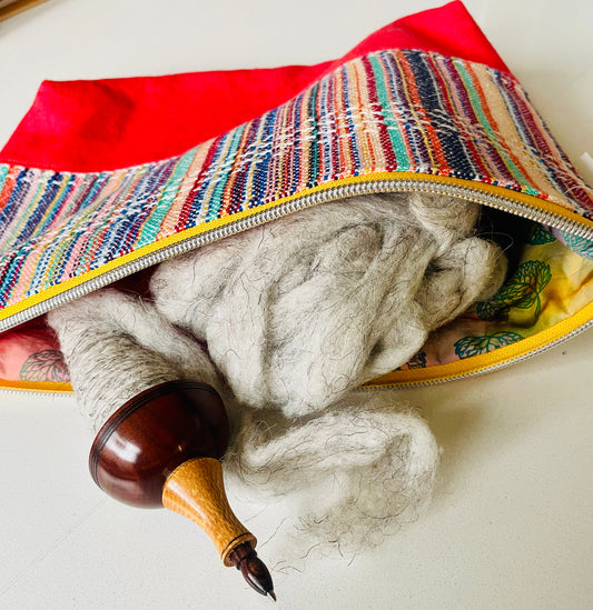 Bright Zippered project bag, handmade