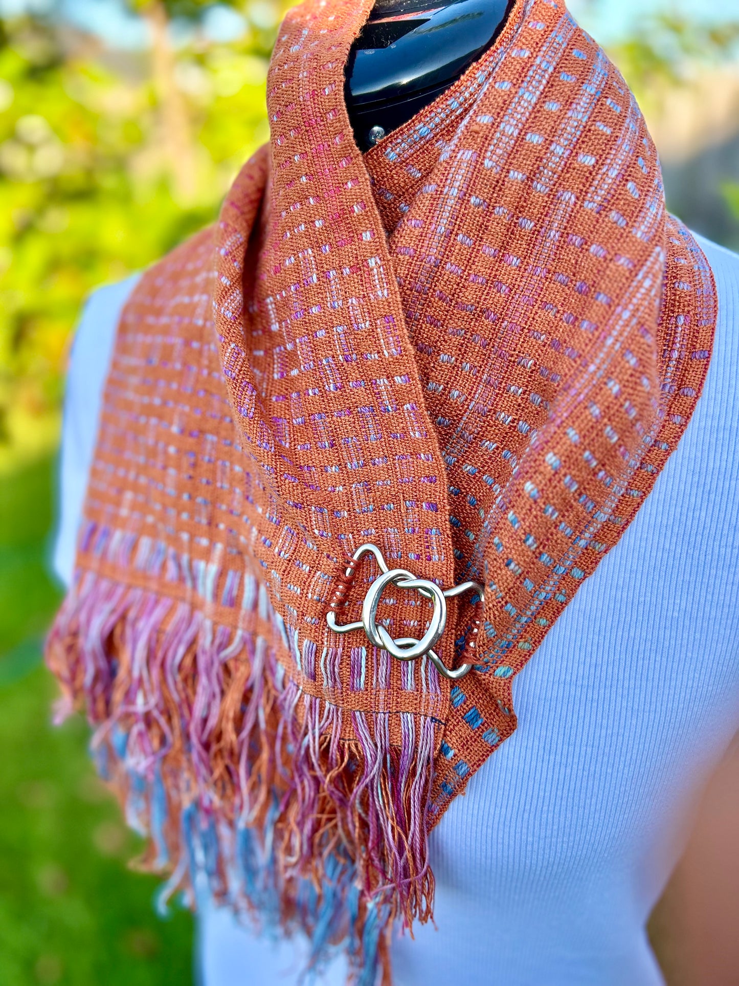 Handwoven neck cowl with clasp