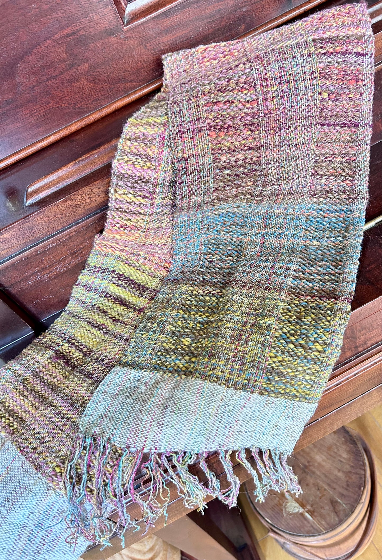 Handwoven scarf with clasp